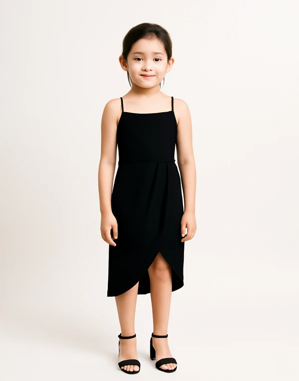 Girl's Black Midi Dress